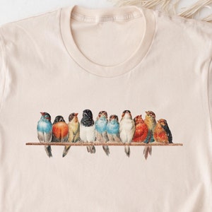 Vintage Birds T-shirt, Retro Bird Shirt, Women Men Ladies Kids Baby, Tshirt, Gift for Him Her, Mothers Day, Watching Nerd Ornithology