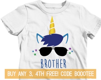 Brother Unicorn Shirt for Boys Boy Tshirt T-shirt Tee Women Kids Men T-shirt Birthday Idea Present Unicorn Birthday Party Male Toddler