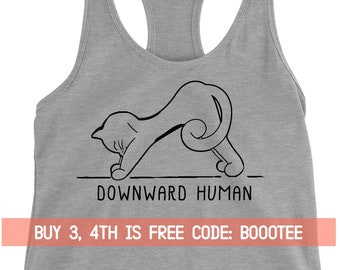 Yoga Shirt Workout Tanks for Women Men Tank Top T-Shirt Funny T Punny Tee Gift Idea Ladies Girl Gym Cat Lover Kitty Racerback Razorback