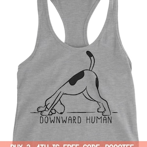 Yoga Shirt Workout Tanks for Women Men Tank Top T-Shirt Funny T Punny Tee Gift Idea Ladies Girl Gym Dog Lover Puppy Racerback Razorback Cute image 1