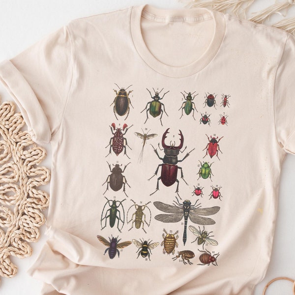 Vintage Insects T-shirt, Nature Lover Gift Shirt, Women Men Ladies Kids Baby, Tshirt, Gift for Him Her, Mothers Day, Bugs Plants Gardening