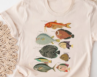 T-shirt poisson vintage, chemise cadeau amateur de pêche, femme hommes femmes enfants bébé, tshirt, cadeau pour lui elle, fête des mères, aquarium tropical