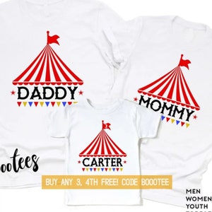 Custom Text Matching Family Birthday Shirts Circus Carnival T-shirt Tees Men Kids Women Tshirt Boys Girl Toddler Kids Boy Tent Party 1st 2nd