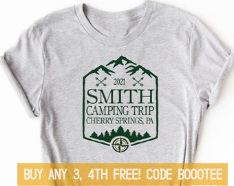 Camping Shirts für Familie Freunde T-Shirt Camp T-Shirt T-Shirt Damen Passende Männer Kinder Frauen Jungen Mädchen personalisierte Road Trip Cousin Crew Custom