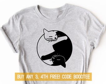 Cat Gifts Shirt Yin Yang T-shirt Ladies Men Women Kids Present T-Shirt Kitty Kitten T Shirt Tee Ladies Funny Tank Top Toddler Mom Wife Girls