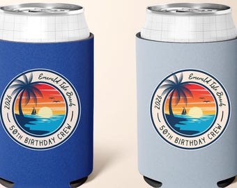 Enfriador de latas de neopreno personalizado: Recuerdos personalizados para viajes familiares, bodas, viajes, vacaciones, recuerdos de boda, enfriador de latas, aislante para latas, playa
