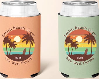 Enfriador de latas de neopreno personalizado: Recuerdos personalizados para viajes familiares, bodas, viajes, vacaciones, recuerdos de boda, enfriador de latas, aislante para latas, playa