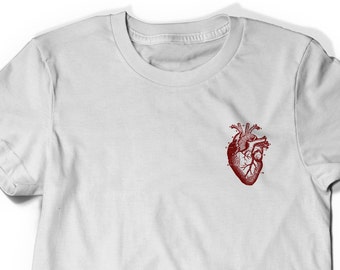 Pocket Heart Anatomy Tee T-shirt Tee Mens Womens Ladies Science Gift Geek Nerd Present Geekery Human Geekery Drawing Health Anatomical Shirt