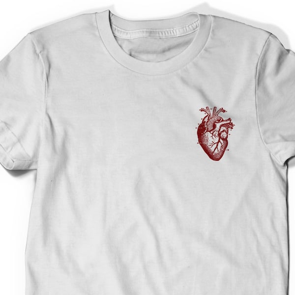 Pocket Heart Anatomy Tee T-shirt Tee Mens Womens Ladies Science Gift Geek Nerd Present Geekery Human Geekery Drawing Health Anatomical Shirt