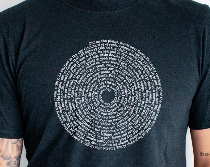 Lyrics or Quote Shirt Custom Text Sweatshirt T-shirt Personalized Music Tee Shirts T-shirts Tees Band Song Words Literary Book Passage Logo