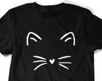 Cat Shirt Gifts for Her Kitty Tshirt Kitten T Shirt Tee Mens Womens Ladies Funny Women Cats  T-shirt Whiskers Face Girls Mothers Day Meow