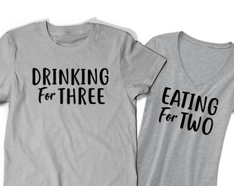 Mens Eating For Two Drinking For Three Couples Shirts | Dad Tee Mens Eating For Two Drinking For Three Couples Shirts | Dad Tee