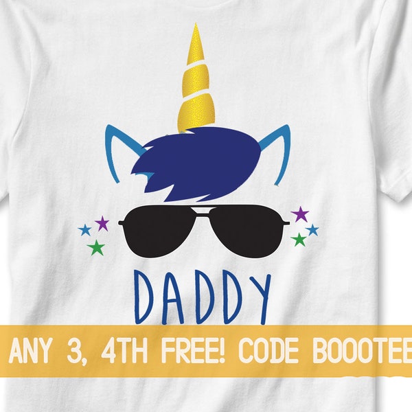 Daddy Unicorn Shirt for Dad Men Tshirt T-shirt Tee Women Kids Men T-shirt Birthday Idea Present Unicorn Birthday Party Male Papa Papi Boys