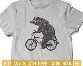 Raccoon Shirt Gift Idea Funny T-Shirt T Shirt Tee Men Kids Women Ladies Cycling Bike Cyclist  Nature Camping Mountain Biking Animal Cool