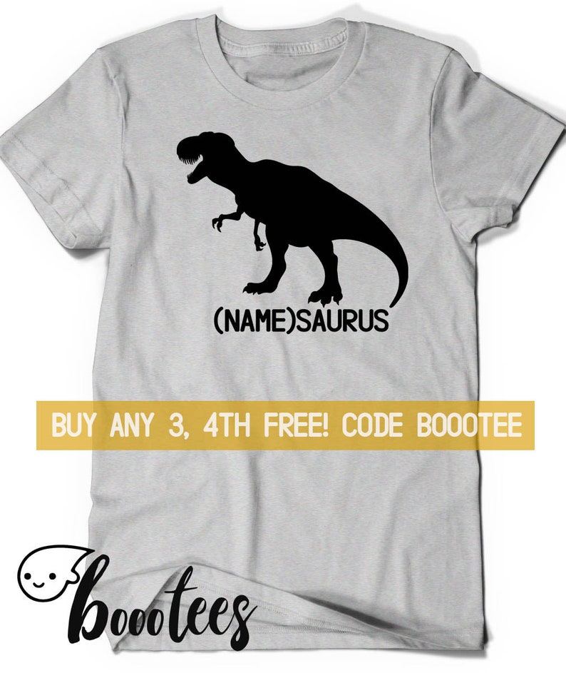 Dinosaur Shirt Custom T-Shirt T-Rex Matching Family Shirts Tee Ladies Kids Girl Women Men Birthday Gift Idea Present Dino Saurus Trex Dad image 1