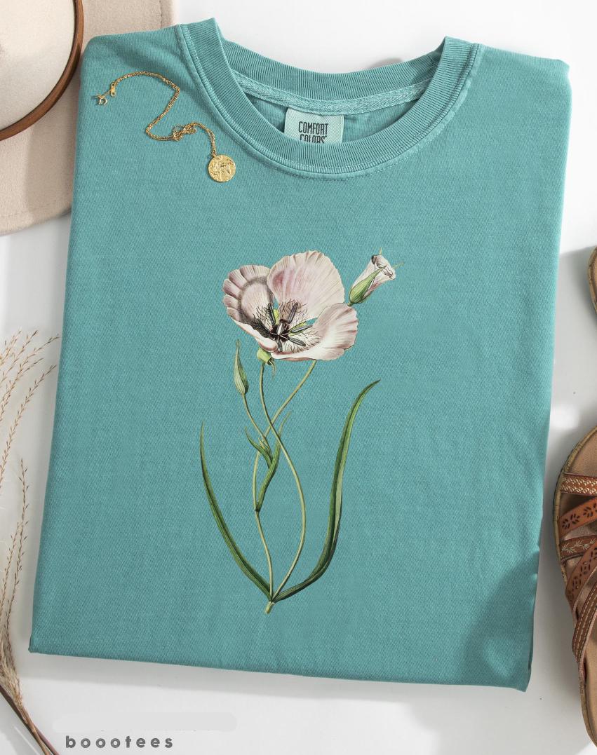 Colorful Orchid Comfort Colors T-shirt: Vintage Flower Artwork Tee