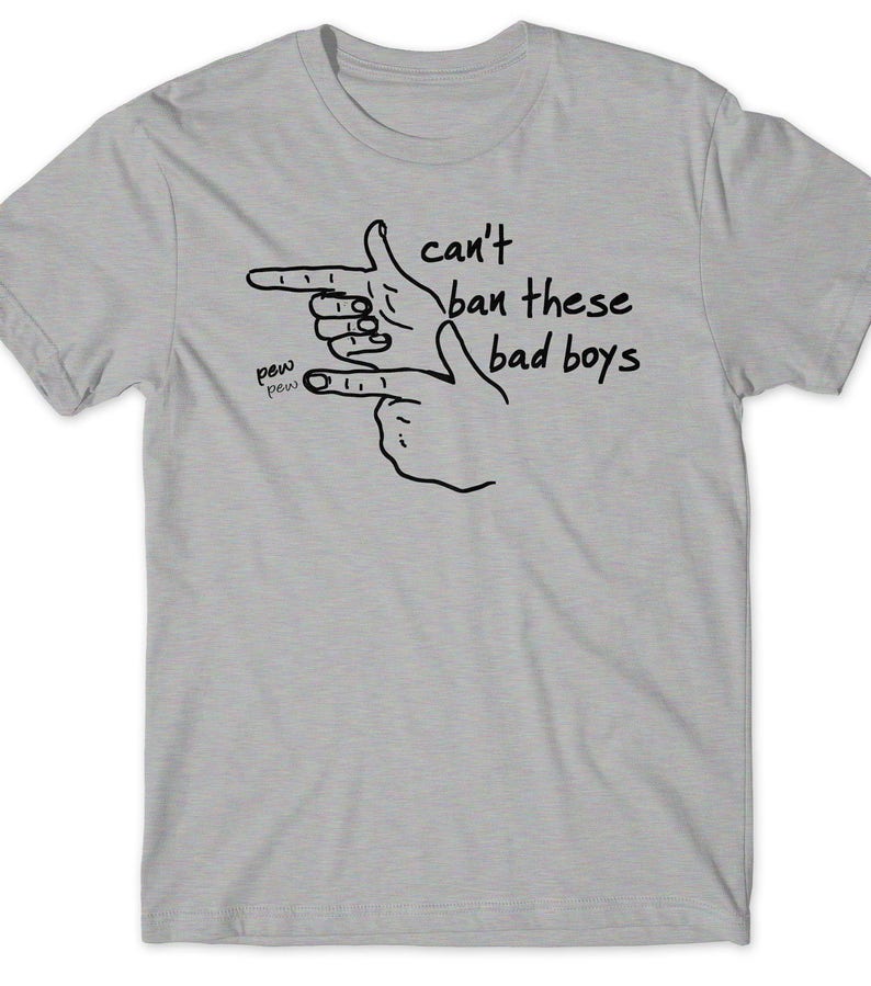 Fingergun Rights T-Shirt T Shirt Tee Mens Womens Funny Tshirt Husband Boyfriend Gift Present Ideas Slogan Joke Can't Ban These Guns image 1