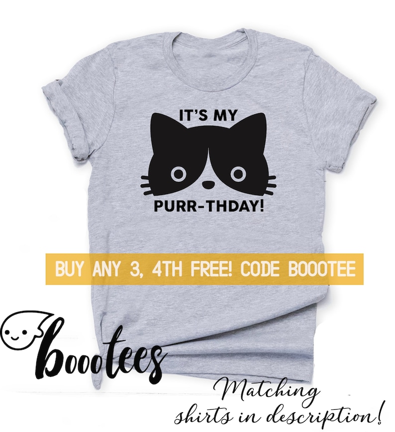 Cat Birthday Shirt Women Kids Men Tshirt Funny Girls Tshirt Etsy