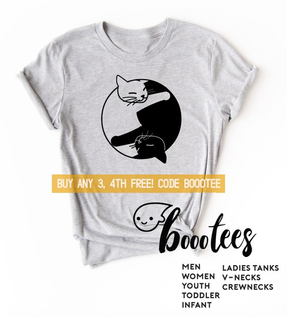 Cat Shirt Yin Yang T-shirt Ladies Men 