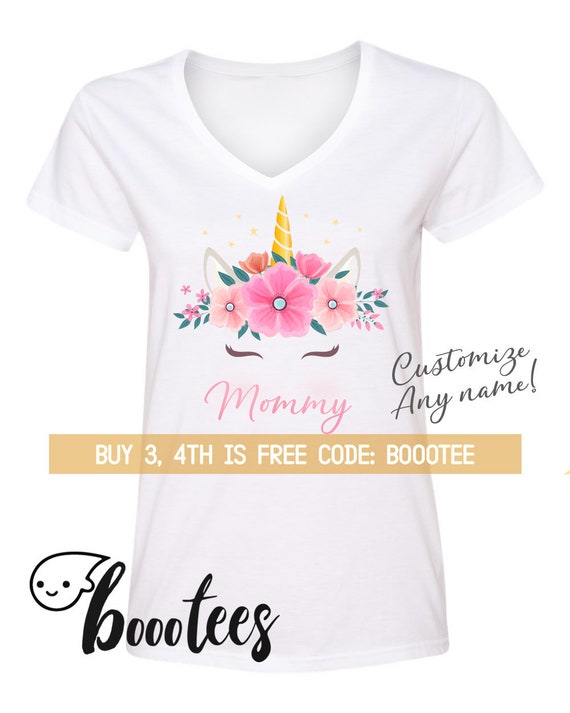 Womens Unicorn Mom Of The 4th Birthday Girl Shirt Matching Mama Womens Unicorn Mom Of The 4th Birthday Girl Shirt Matching Mama
