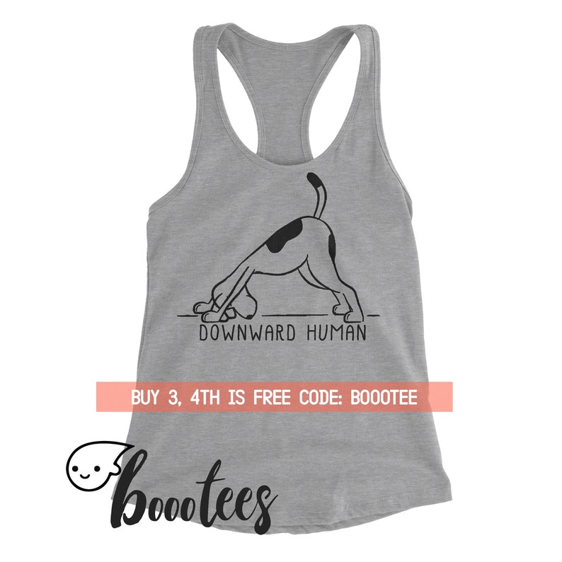 Yoga Shirt Workout Tanks for Women Men Tank Top T-Shirt Funny T Punny Tee Gift Idea Ladies Girl Gym Dog Lover Puppy Racerback Razorback Cute image 1