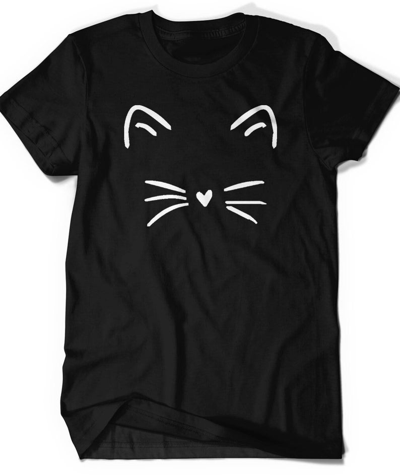 Cat Shirt Gifts for Her Kitty Tshirt Kitten T Shirt Tee Mens Womens Ladies Funny Women Cats T-shirt Whiskers Face Girls Mothers Day Meow image 1