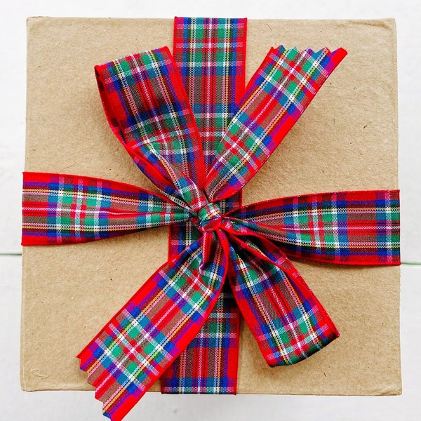 Royal Stewart Tartan Ribbon - Christmas Plaid Wedding Decor Scottish DIY Crafts - 5 yards x Choose Width