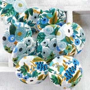 Blue Boho Buttons, large flower buttons, Button Accessories, Scrapbooking supplies, Sewing DIY, Craft Supplies, Embellishments Handcrafted