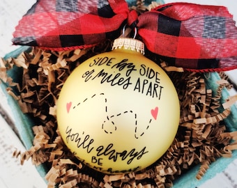 Personalized Long Distance Relationship Christmas Ornaments - Handmade Map Keepsake Couples Gift