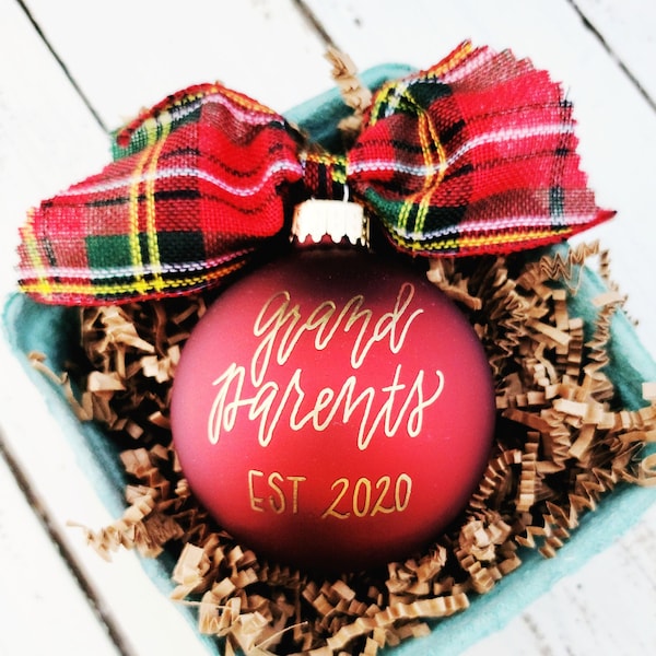 Personalized Grandparent Ornament - New Grandparents Gift - Baby Announcement Decor - Handmade Christmas Decoration