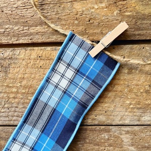 Ruban métallique écossais bleu 2,5 po x 10 m - Décoration rustique pour mariage et bricolage, bordure tartan de ferme