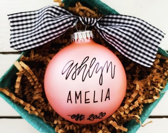Personalized Baby Name Ornament - Handmade Gift for New Parents - Birth Weight and Height Stats -  Family Christmas Decoration