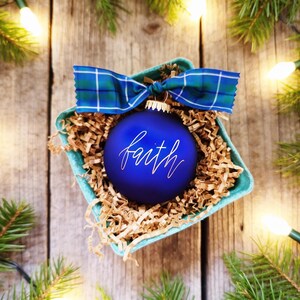 Personalized Glass Ornament: Faith Bauble with Custom Text (4 inch)