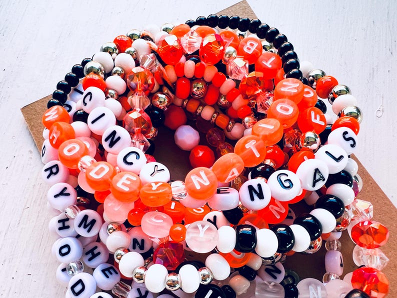 Cincinnati Football Beaded Bracelet Set Handmade Fan Accessories