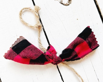 Buffalo Plaid Garland - Christmas Tree Decorating - Plaid Fabric Bunting - 8 Feet Rustic Twine - Plaid Mantle Decor