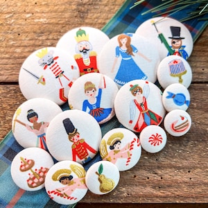 Nutcracker Ballet Buttons Set of 16 Unique Designs | Holiday Sewing Crafts & Haberdashery