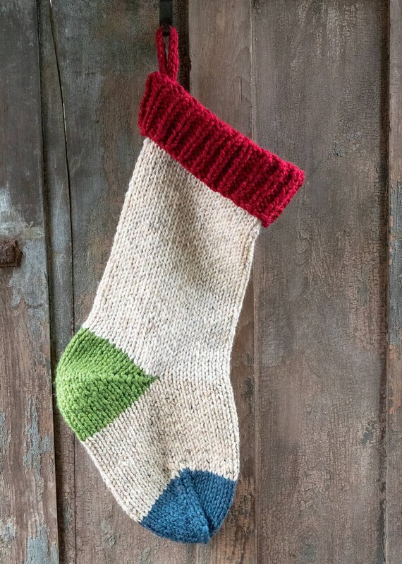 Chunky Knit Christmas Stockings Traditional Hand Knit Etsy