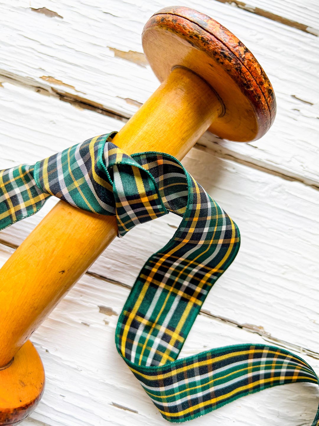 Acottish Ribbon St. Patrick's Day Tartan Ribbon, Green Plaid, Scottish Decor (end of ...