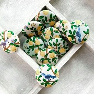 Handmade Lemon Flower Fabric & Metal Buttons for Boho Crafts, Sewing, and DIY Projects
