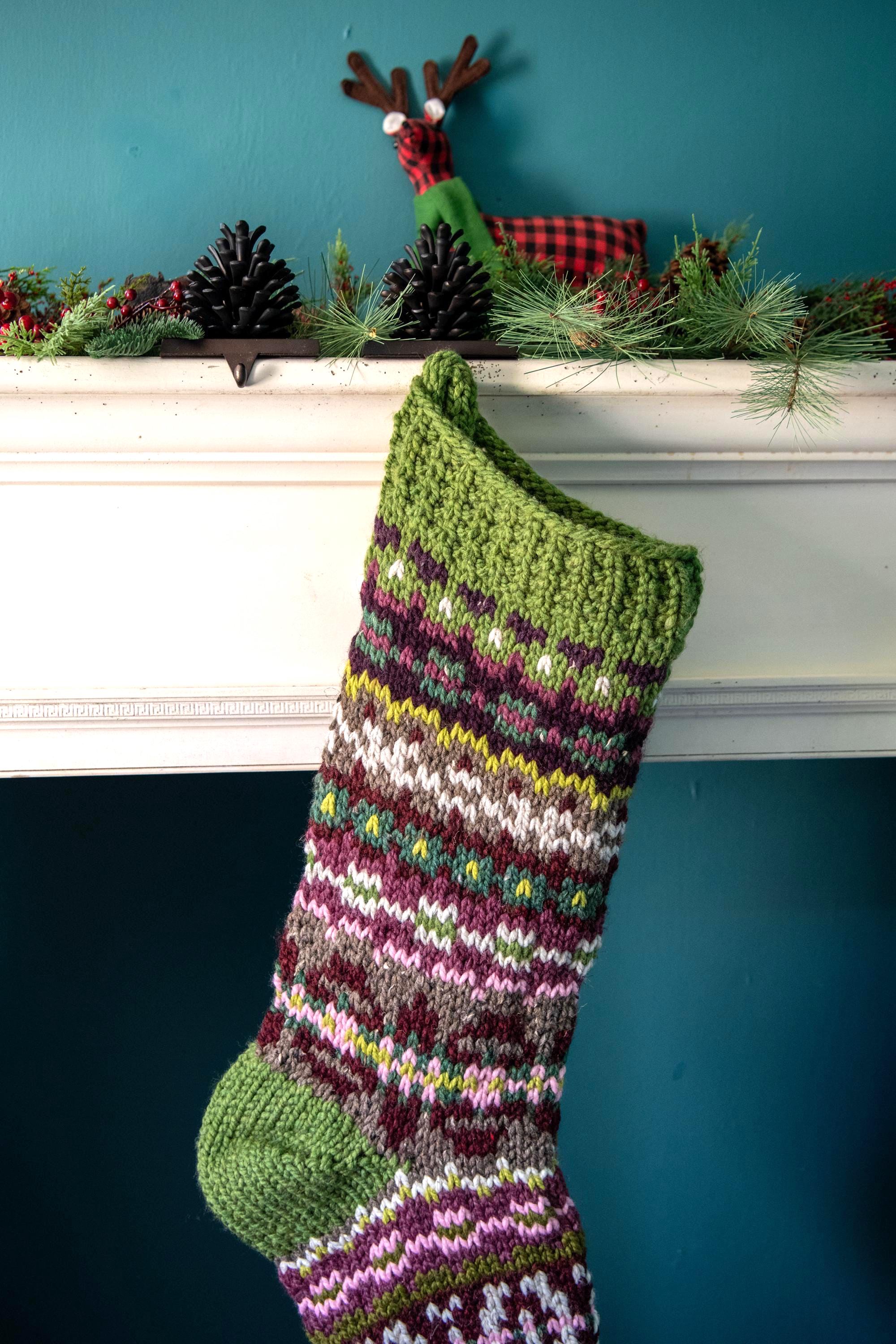 Custom Wool Christmas Stocking: Extra Large Hand-Knit Fair Isle