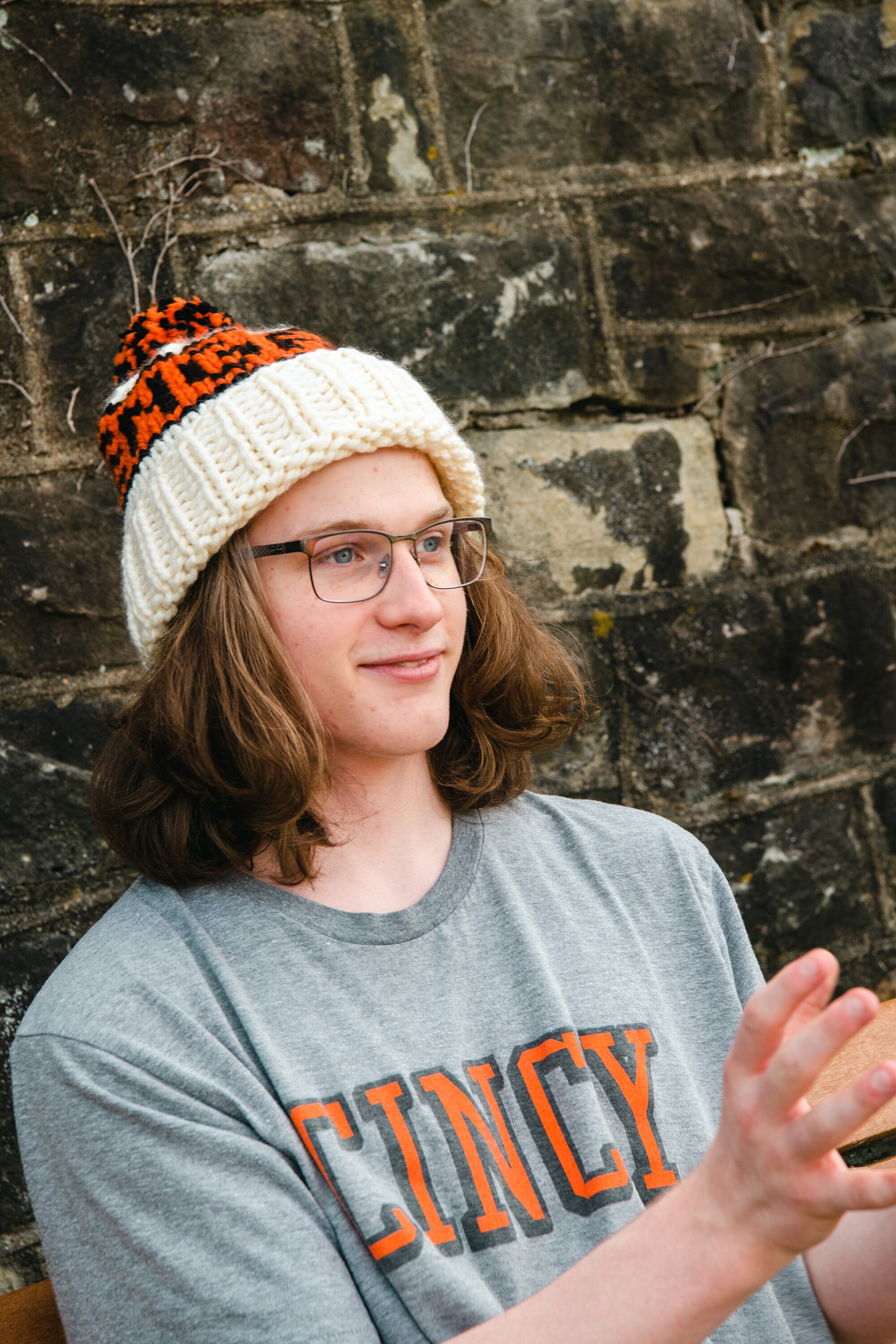 Cincinnati Bengals Knitted Hat, Bengals Beanie, Chunky Knit Winter Hat, Slouchy Beanie, Handmade Hat, Cincinnati Football, Folded Brim Hats