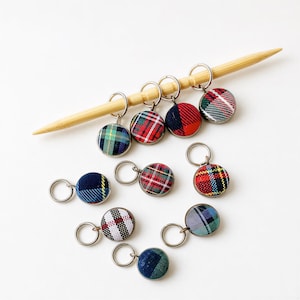 Tartan Plaid Stitch Markers | Knitting and Crochet Notions | 10 Mixed Metal Rings