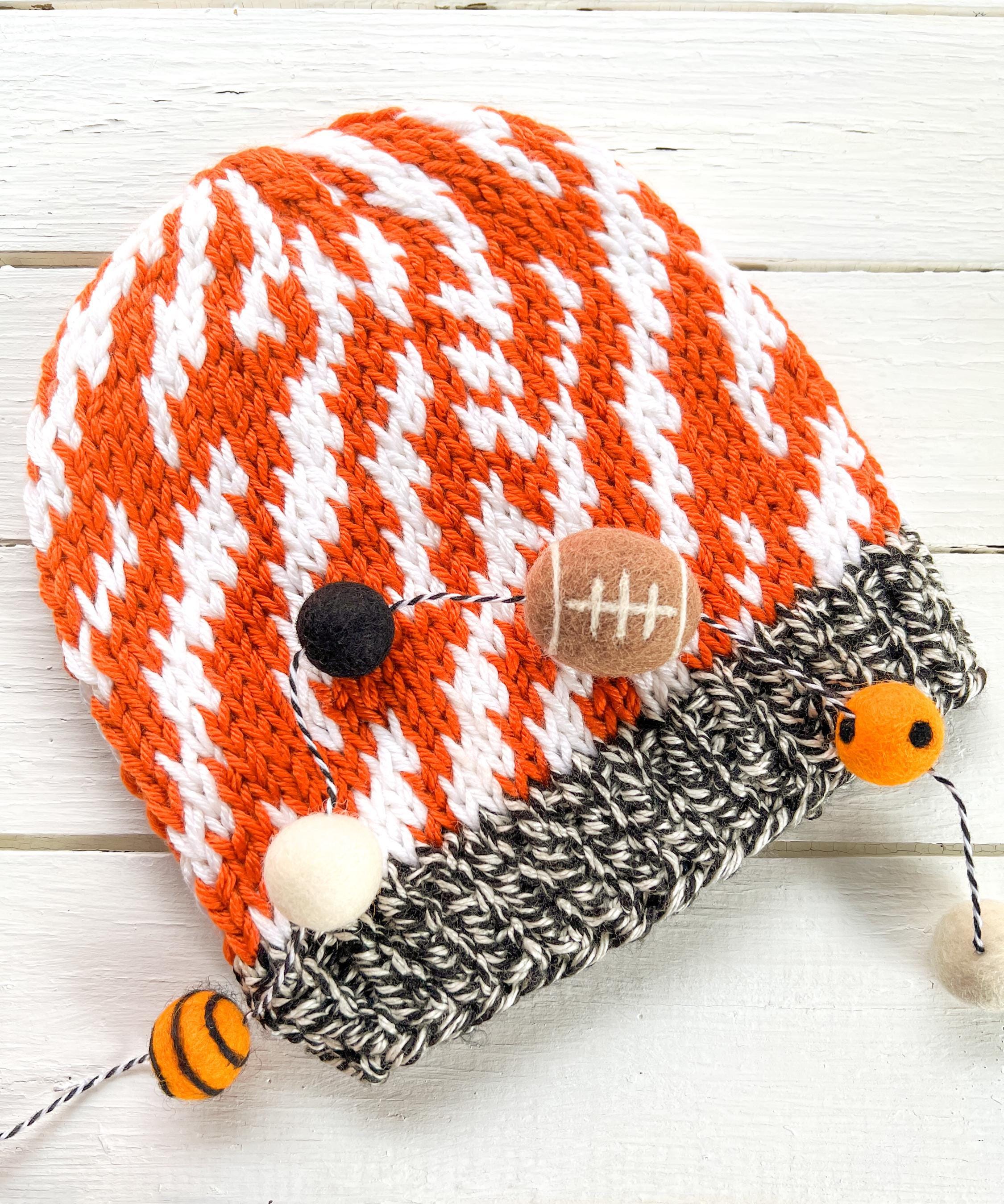 Bengal Tiger Knit Slouchy Hat Orange Wool Animal Pattern Winter Beanie