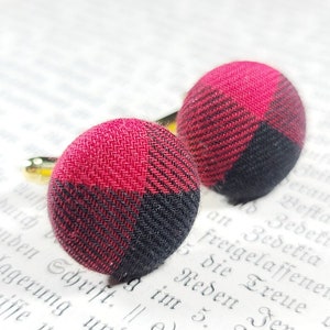 Silver Buffalo Plaid Cufflinks for Weddings, Father of the Bride Gifts, Groomsmen Accessories