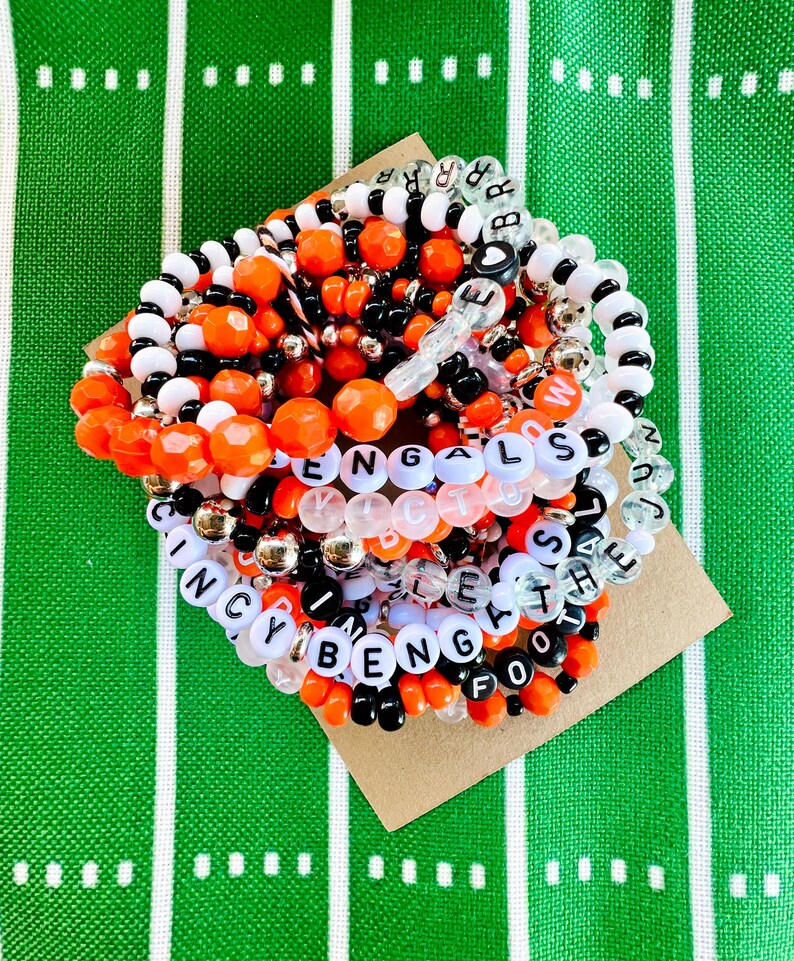 Cincinnati Football Fan Beaded Bracelet Set, Handcrafted Jewelry for