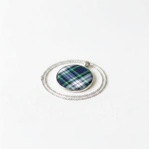 Campbell Tartan Pendant Necklace – Layered Plaid Jewelry, 24 Inch Chain