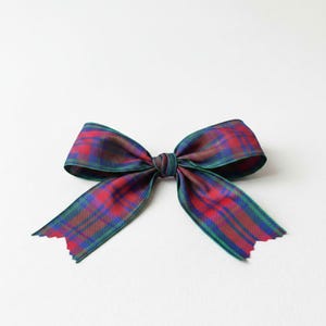 Lindsay Tartan Ribbon, Burgundy-Green-Blue Plaid | Polyester Trim | Multiple Widths