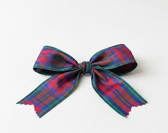 Lindsay Tartan Ribbon, Burgundy-Green-Blue Plaid | Polyester Trim | Multiple Widths