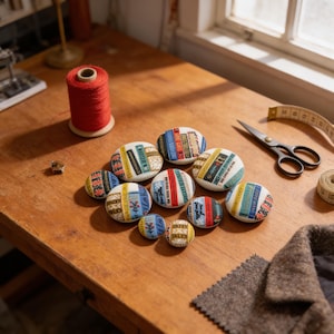 Fabric-Covered Buttons: Library Book Designs - Metal Shank, Handmade (10 pack)