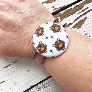 Bengal Tiger Hinged Bangle Bracelet - Bold Statement Cuff, Football Fan Gift